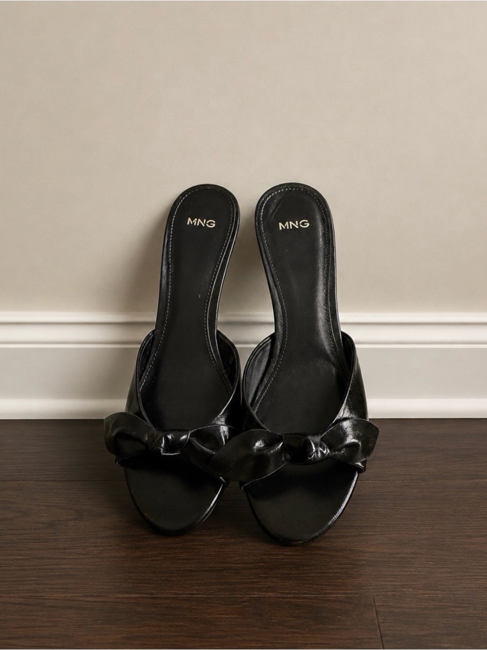 Mango Black Knot Slip-On Heeled Sandals for Women